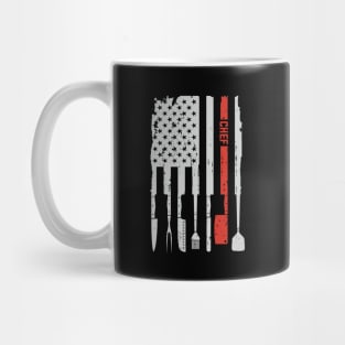 Vintage Chef Cook Culinary Knife Knives American Flag Mug